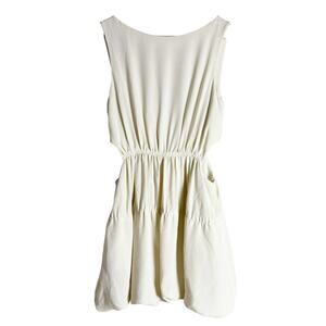 Jonathan Simkhai Romy Stone White Cut Out Sleeveless Bubble Mini Dress Size 6